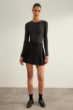 Trendyol Černá Premium Kvalita Plisovaná Mini Tkaná Sukně
