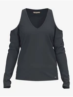 Dark Grey Women's T-Shirt with Exposed Shoulders Pepe Jeans Cora - Women