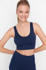 Trendyol Dark Navy Blue Seamless/Seamless Support, Textured, Patterned Sports Bra