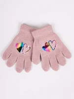Yoclub Kids's Girls' Five-Finger Gloves With Hologram RED-0068G-AA50-002 Yoclub Kids's Girls' Five-Finger Gloves With Hologram RED-0068G-AA50-002