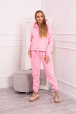Insulated set with sweatshirt with tying powder pink at the bottom