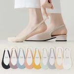 Socks Female Ice Silk Summer Thin Invisible High Heels Front Half Palm Japanese Silicone Non-slip Cross Sling Boat Socks