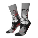 Rem Classic Men's Socks Vintage Harajuku ReZero Starting Life in Another World Novelty Casual Crew Crazy Sock Gift Printed