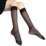 2 Pairs Japanese Ultra-thin High Knee Socks Women Transparent Nyon Long Socks Femme Black Socks Cosplay Dress Calcetines Medias