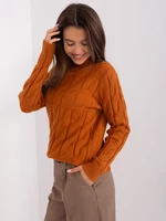 Light brown sweater with cables and turtleneck