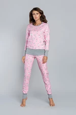 Women's pajamas Lama long sleeves, long pants - pink print