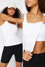 Trendyol White Recovery 2 Layers With Pad Inside Sports Bra Square Collar Knitted Sports Top/Blouse