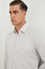 Košile Calvin Klein pánská, šedá barva, slim, s klasickým límcem