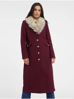 Orsay Vínový dámský kabát s příměsí vlny - Dámské
