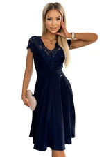 Chiffon dress with lace neckline Numoco