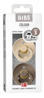 BIBS Colour Dudlíky z přírodního kaučuku Vanilka/tmavý dub velikost 3 2 ks