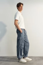 Trendyol Limitovaná Edice Námořnicky Modré Volné Kalhoty