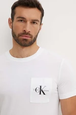 Bavlnené tričko Calvin Klein Jeans pánske, biela farba, s potlačou, J30J320936