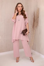 Set blouse + trousers with pendant powder pink