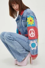Rifľová bunda Moschino Jeans dámska, prechodná, oversize