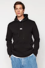 Trendyol Black Regular/Regular Fit Hooded Long Sleeve Sweatshirt