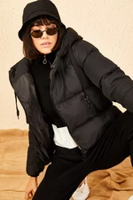 Bianco Lucci Women's Black Hooded Down Jacket