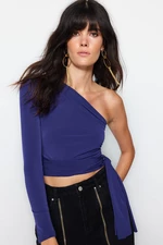 Trendyol Purple Slim One-Sleeve Tie Detailed Stretch Knitted Blouse