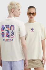 Bavlnené tričko Kaotiko béžová farba, s potlačou