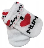 Kojenecké bavlněné ponožky I Love Mum, bílé s potiskem, vel. 80-86 (12-18m)