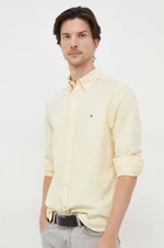 Košile Tommy Hilfiger pánská, žlutá barva, regular, s límečkem button-down, MW0MW29968