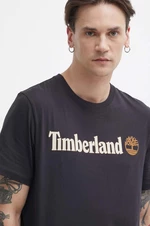 Bavlnené tričko Timberland pánske, čierna farba, s potlačou, TB0A5UPQ0011