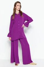 Trendyol Purple Wide Legs Woven Aerobin Shirt-Pants Set