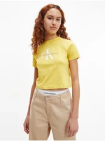 Žluté dámské tričko s potiskem Calvin Klein - Dámské