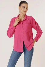 By Saygı One Pocket, Oversized See-through Linen Shirt