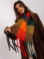Dark green and red knitted scarf