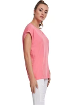 Women's pink grapefruit T-shirt with extended shoulder