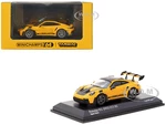 Porsche 911 (992) GT3 RS Signal Yellow with Black Stripes and Carbon Hood Limited Edition to 999 pieces Worldwide 1/64 Diecast Model Car by Minichamp