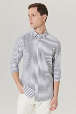 ALTINYILDIZ CLASSICS Men's White-khaki Slim Fit Slim Fit Slim Fit Hidden Button Collar Cotton Striped Linen Shirt. ALTINYILDIZ CLASSICS Men's White-khaki Slim Fit Slim Fit Slim Fit Hidden Button Collar Cotton Striped Linen Shirt.