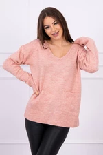 Sweater with decorative pockets powdered pink