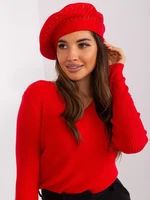 Red women's beret with rhinestones