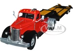 International KB-8 Truck with Lowboy Trailer Red and Black 1/50 Diecast Model by SpecCast