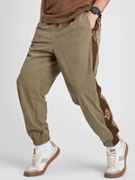 Mens Side Embroidered Corduroy Double Pocket Long Pants