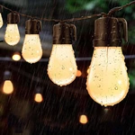 49FT Outdoor String Lights Shatterproof Remote Patio Lights With 15 Warm Yellow LED Bulbs Outdoor Waterproof Outdoor LED