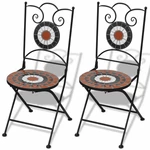 Folding Bistro Chairs 2 pcs Ceramic Terracotta and White
