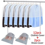 12PCS Shoulder Covers for Clothes Dust Clothes Cover Breathable Waterproof Clothes BagWaterproof Dustproof Plastic Clo