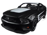 2012 Ford Mustang Boss 302 Matt Black and White 1/24 Diecast Model Car by Maisto