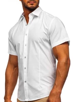 Biela pánska elegantá košeľa s krátkymi rukávmi BOLF 7501
