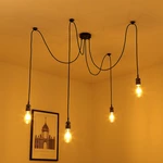 Elfeland 60W 4 Head E27 Light Bulbs LED Ceiling Lamp Holder Vintage Chandelier for Living Room/Bedroom