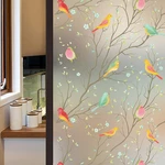 3D Matte Window Sticker Colorful Bird Non-adhesive Frosted Glass Static Cling Stained Sticker