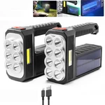 BIKIGHT 8LED+COB 4Modes Super Bright Portable Solar Flashlight USB Rechargeable Power Indicator Searchlight Waterproof S