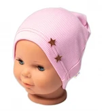 Baby Nellys Žebrovaná čepice Hvězdičky - růžová, vel. 68-74 (6-9m)