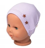 Baby Nellys Žebrovaná čepice Hvězdičky - lila, vel. 68-74 (6-9m)