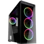 Kolink HORIZON midi tower PC skrinka čierna, RGB 4 predinštalované ventilátory, bočné okno, prachový filter