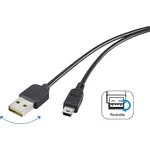 USB kábel RENKFORCE 1x USB 2.0 zástrčka ⇔ 1x miniUSB 2.0 zástrčka 1.80 m, čierna