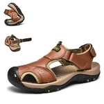 Genuine Leather Men Sandals Summer New Large Size Men's Upstream Shoes Fashion Casual Slippers